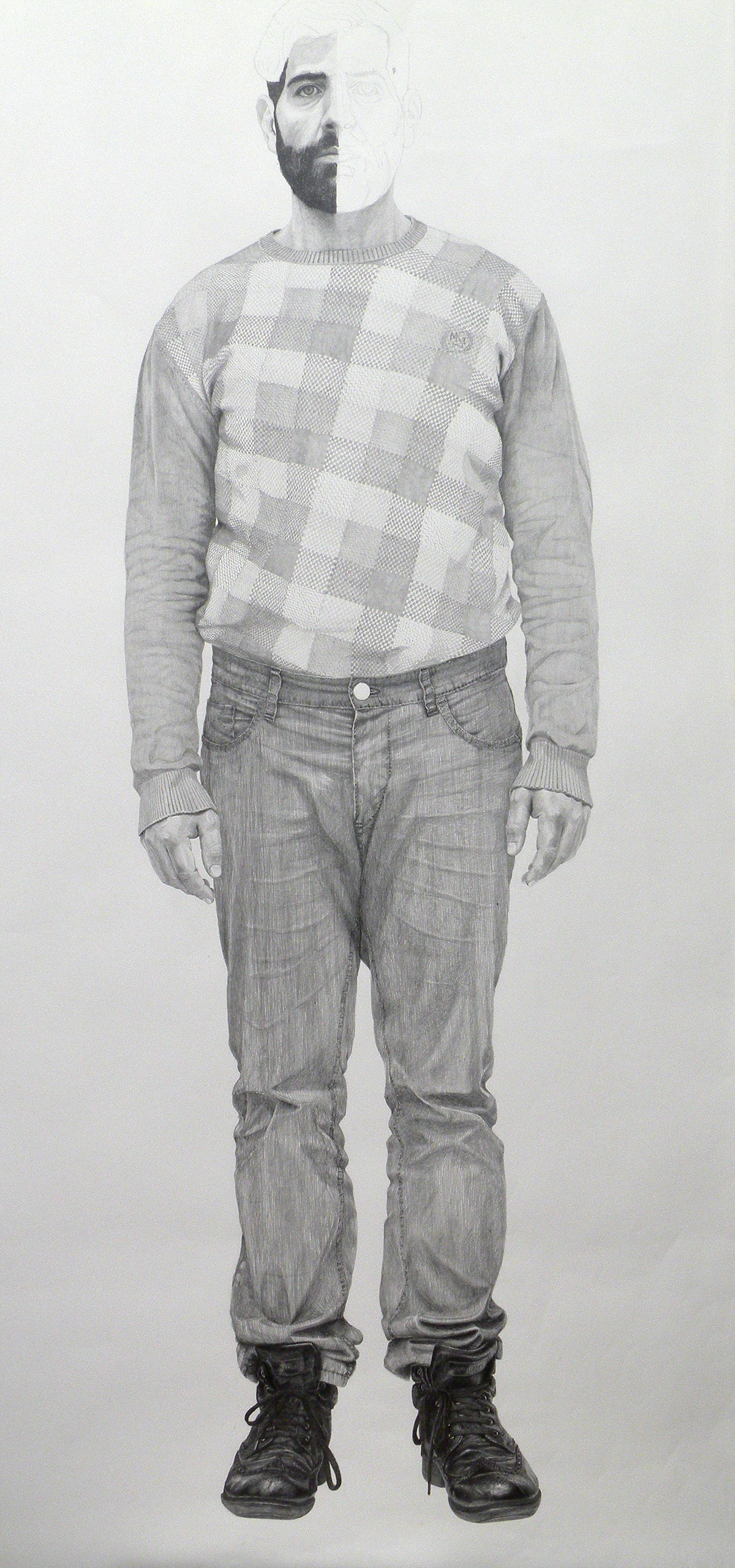'Syrer' (Zustand) / Bleistift auf Papier / 100 x 200 cm / 2014