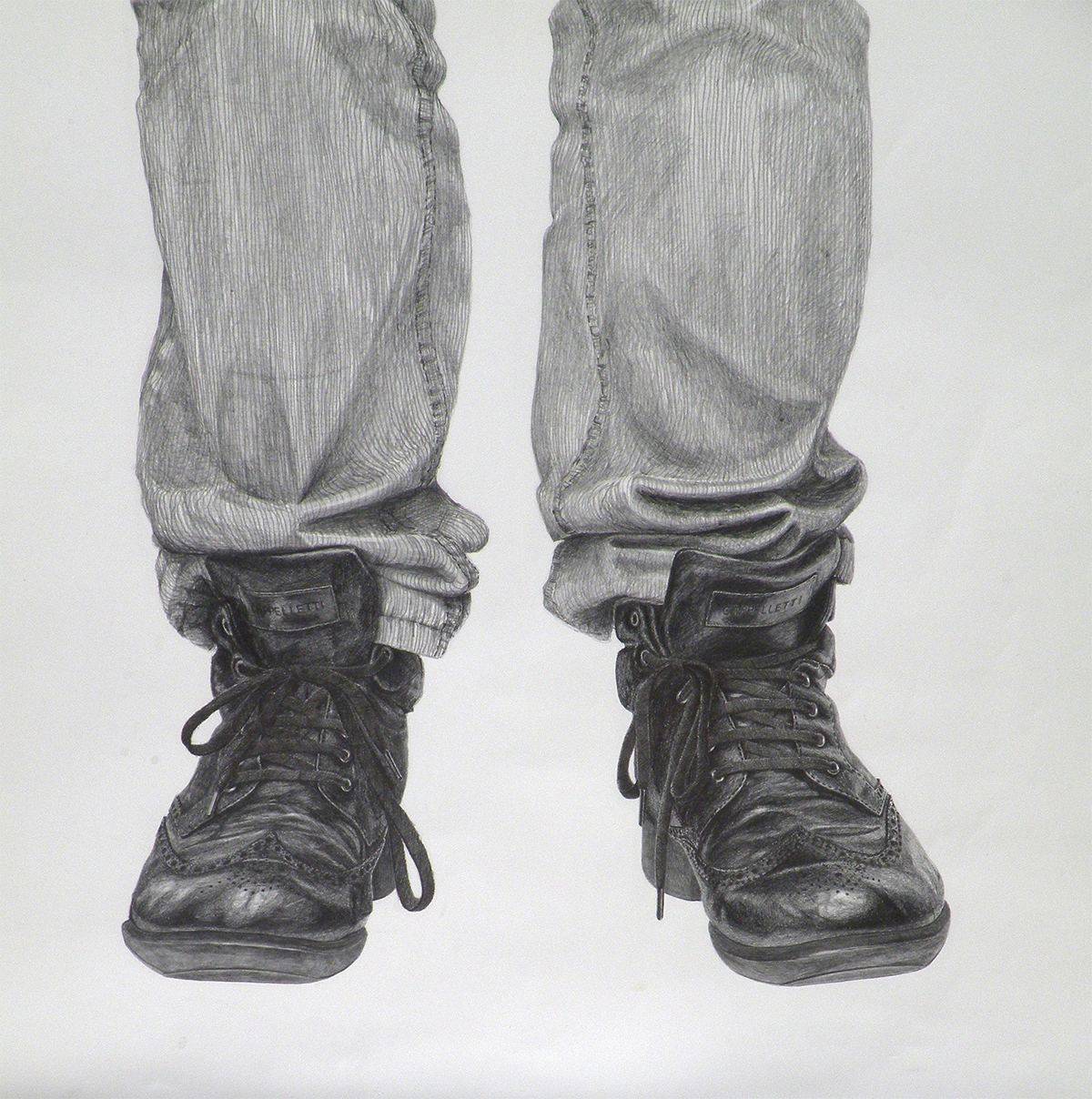 'Syrer' (Zustand/Detail) / Bleistift auf Papier / 100 x 200 cm / 2014