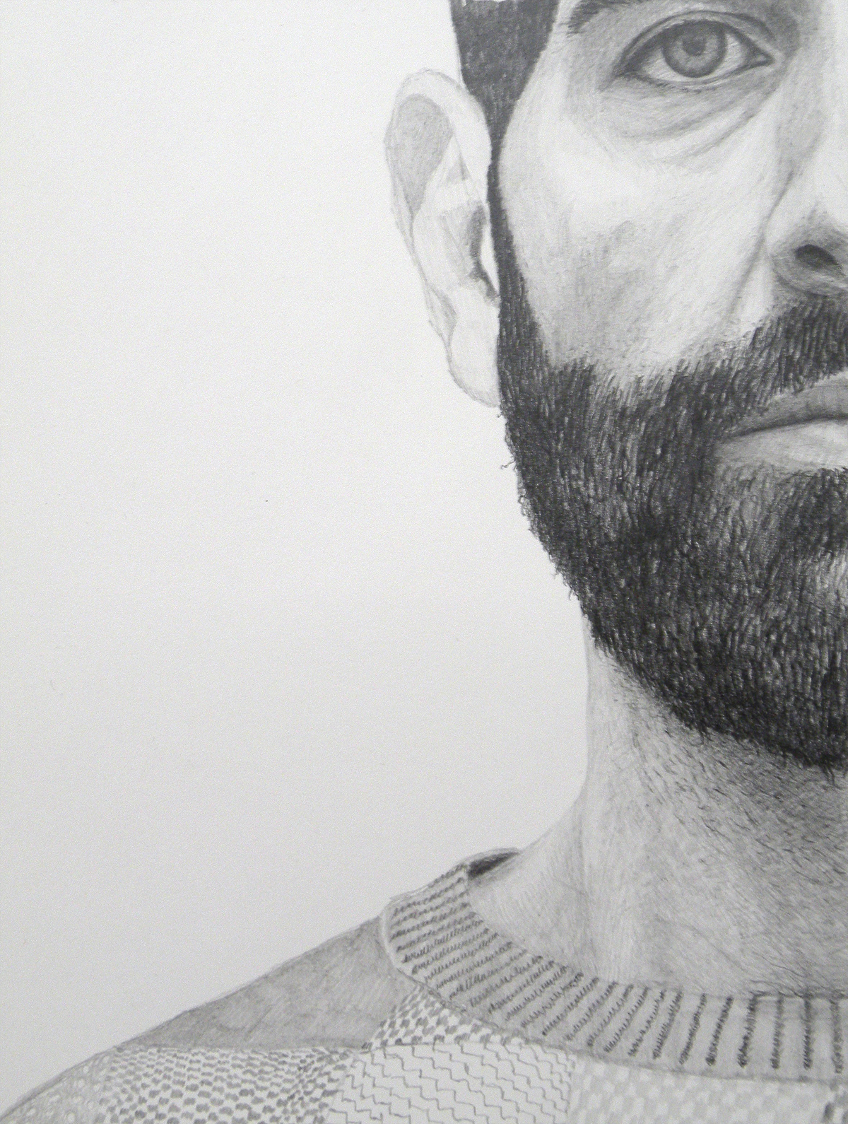 'Syrer' (Zustand/Detail) / Bleistift auf Papier / 100 x 200 cm / 2014